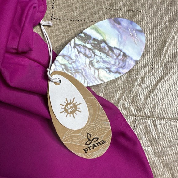 PRANA Ani Rich Fuchsia Pink Racerback Swim Active Tankini Top Womens Sz L - Picture 9 of 13